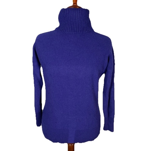 Cynthia Rowley Cashmere Knit Sweater Women’s Size Medium Turtleneck Royal Blue - Picture 3 of 4